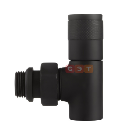 Набор дизайн-вентилей Royal Thermo PIANO, угловой (черный) 1/2"